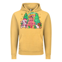 Vintage Mustard Unicorn Christmas trees Vintage Hoodie - NancyCooperArtShop