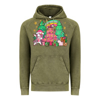 Vintage Olive Unicorn Christmas trees Vintage Hoodie - NancyCooperArtShop