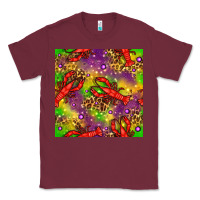Burgundy Mardi Gras Lobster Seamless Pattern Classic Tee - BundleAndBundleShop