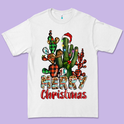 Merry Christmas Cactus Western Premium Tee Designed By Barkaloodesign