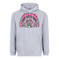 Heather Grey Easter bunny rainbow Heavyweight Hoodie - OliviaCreatesArt