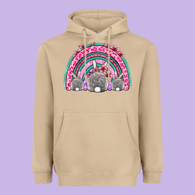 Easter Bunny Rainbow Heavyweight Hoodie Designed By Oliviacreatesart