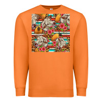 Carrot western cow with hay and flowers seamless pattern Premium Sweatshirt - FaDigitalArtStudio