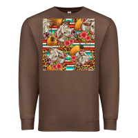 Chestnut western cow with hay and flowers seamless pattern Premium Sweatshirt - FaDigitalArtStudio