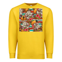 Lemon western cow with hay and flowers seamless pattern Premium Sweatshirt - FaDigitalArtStudio