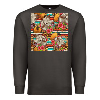 Smoke western cow with hay and flowers seamless pattern Premium Sweatshirt - FaDigitalArtStudio