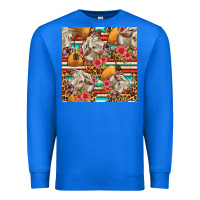 True Royal western cow with hay and flowers seamless pattern Premium Sweatshirt - FaDigitalArtStudio