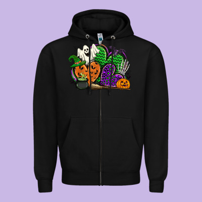Halloween Heart Zipper Hoodie Designed By Cowgirlartshop