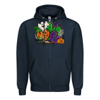 Navy halloween heart Zipper Hoodie - CowGirlArtShop
