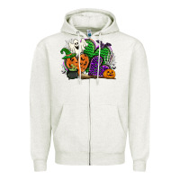 Oatmeal Heather halloween heart Zipper Hoodie - CowGirlArtShop