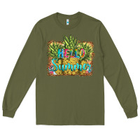 Army Green hello summer pineapple Long Sleeve Tee - BarkalooDesign