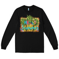 Black hello summer pineapple Long Sleeve Tee - BarkalooDesign