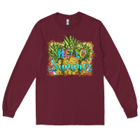 Burgundy hello summer pineapple Long Sleeve Tee - BarkalooDesign