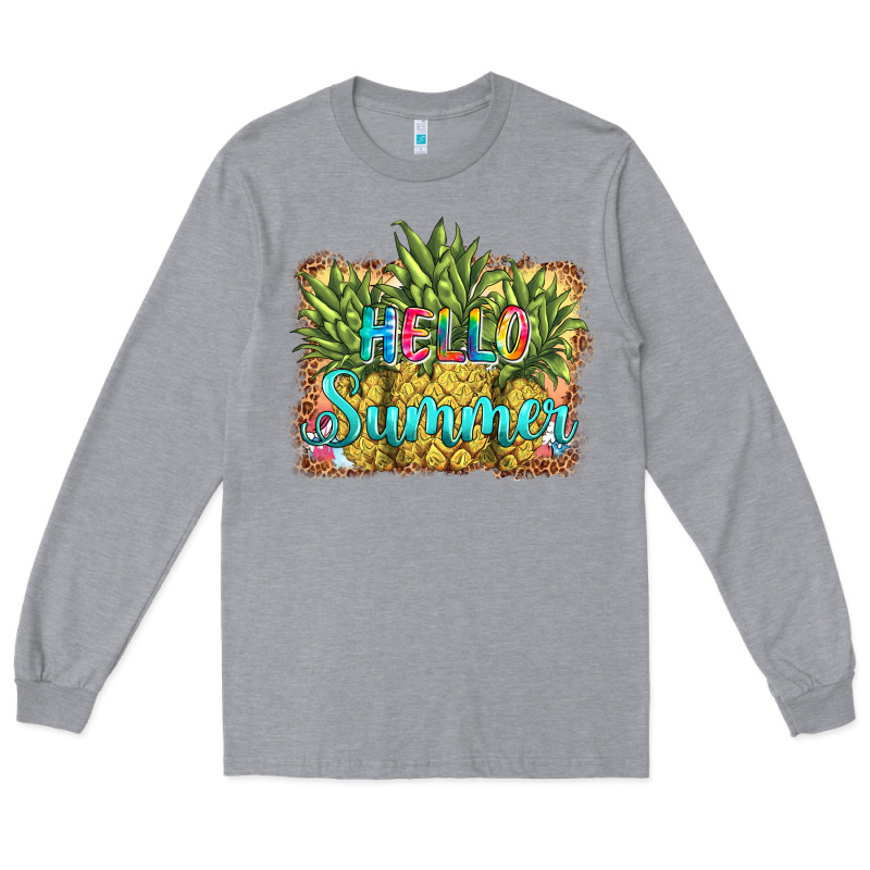 Hello Summer Pineapple Long Sleeve Tee by BarkalooDesign | Teevron