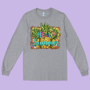 Hello Summer Pineapple Long Sleeve Tee Designed By Barkaloodesign