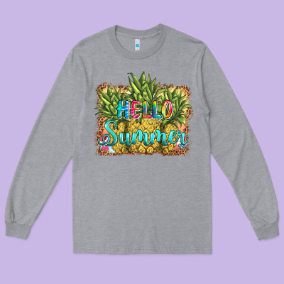 Hello Summer Pineapple Long Sleeve Tee Designed By Barkaloodesign