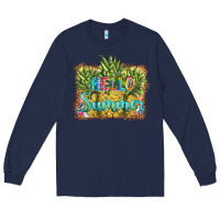 Navy hello summer pineapple Long Sleeve Tee - BarkalooDesign