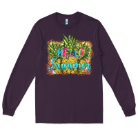 Plum hello summer pineapple Long Sleeve Tee - BarkalooDesign