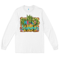 White hello summer pineapple Long Sleeve Tee - BarkalooDesign