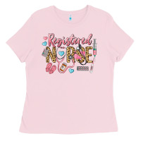 Bubblegum Pink Registered Nurse Ladies Tee - LillyAllenDesigns