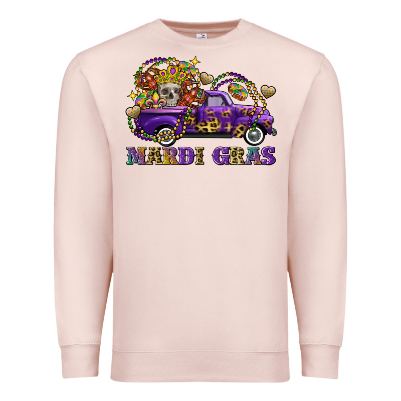 Mardi Gras Skull Truck Premium Sweatshirt by FaDigitalArtStudio | Teevron