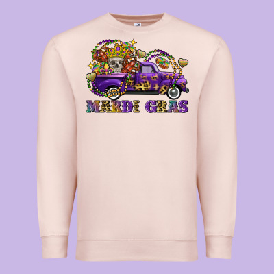 Mardi Gras Skull Truck Premium Sweatshirt Designed By Fadigitalartstudio