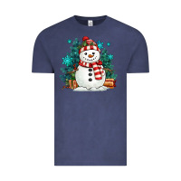 Vintage Denim christmas snowman Vintage Tee - MaliasSmallBusiness