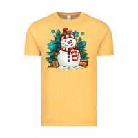 Vintage Mustard christmas snowman Vintage Tee - MaliasSmallBusiness