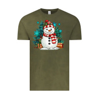 Vintage Olive christmas snowman Vintage Tee - MaliasSmallBusiness