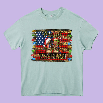 Proud Veteran Christmas Army Heavy Core Tee Designed By Jasminsmagicworld