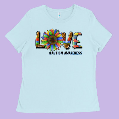 Love Sunflower Autism Awareness Ladies Tee Designed By Barkaloodesign