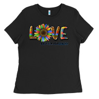 Black love sunflower autism awareness Ladies Tee - BarkalooDesign