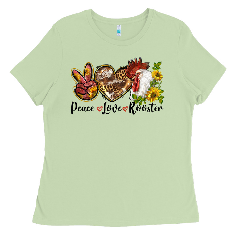 Peace Love Rooster With Sunflower Ladies Tee by LillyAllenDesigns | Teevron