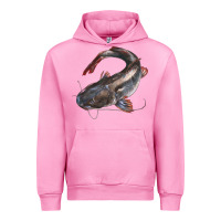 Fuchsia Pink Catfish Illustrations Urban Hoodie - LillyAllenDesigns