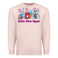 Pale Pink Coffee Nurse Repeat Nurse Coffee Cups Premium Sweatshirt - FaDigitalArtStudio