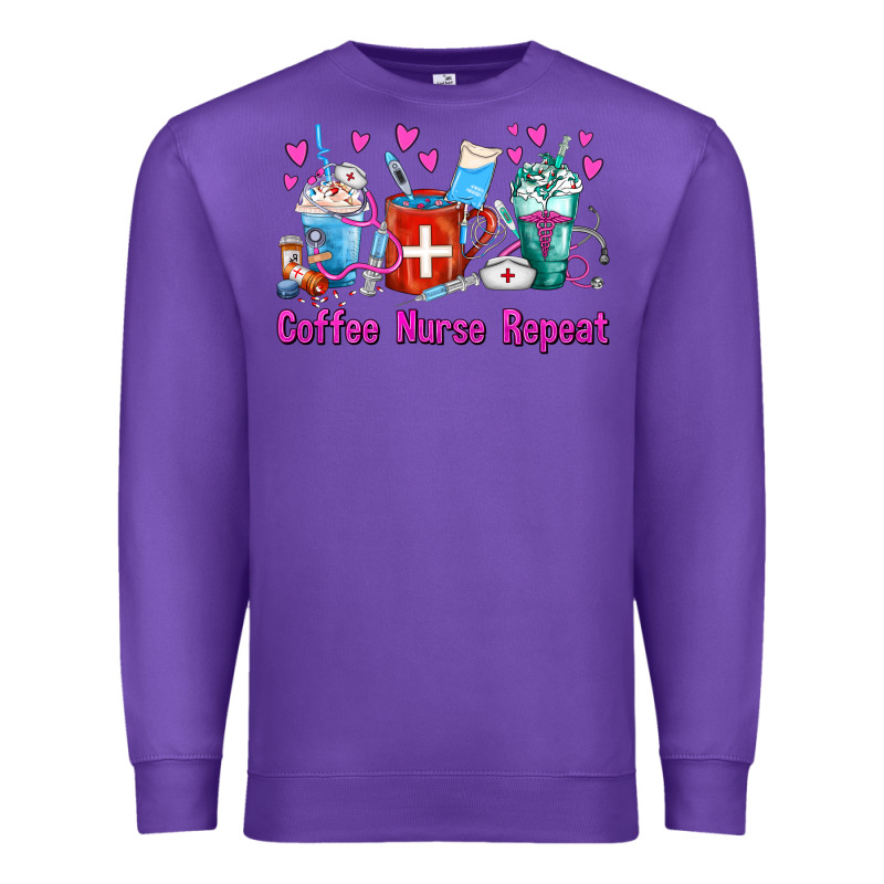 Coffee Nurse Repeat Nurse Coffee Cups Premium Sweatshirt by FaDigitalArtStudio | Teevron