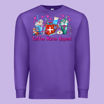 Coffee Nurse Repeat Nurse Coffee Cups Premium Sweatshirt Designed By Fadigitalartstudio