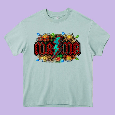 Lightning Bolt Mama Christmas Heavy Core Tee Designed By Jasminsmagicworld