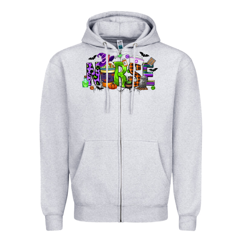 Nurse Coffee Cup Halloween Zipper Hoodie by CowGirlArtShop | Teevron
