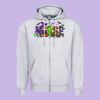 Nurse Coffee Cup Halloween Zipper Hoodie Designed By Cowgirlartshop
