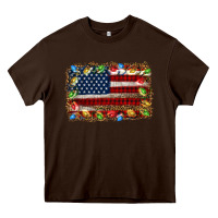 Chocolate Brown christmas american flag background Heavy Core Tee - Jasminsmagicworld