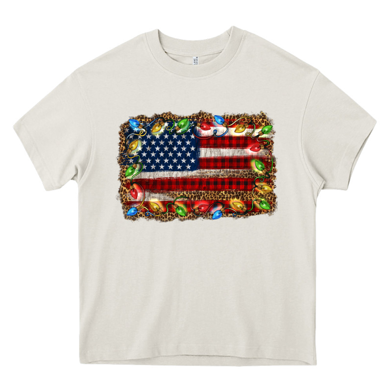 Christmas American Flag Background Heavy Core Tee by Jasminsmagicworld | Teevron