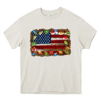 Cream christmas american flag background Heavy Core Tee - Jasminsmagicworld