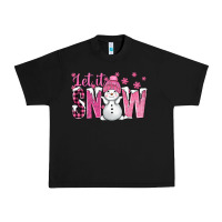 Black Pink Let It Snow With Cute Snowman Urban Heavy Tee - BundleAndBundleShop