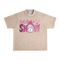 French Oak Pink Let It Snow With Cute Snowman Urban Heavy Tee - BundleAndBundleShop