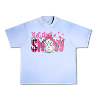 Grape Ice Pink Let It Snow With Cute Snowman Urban Heavy Tee - BundleAndBundleShop