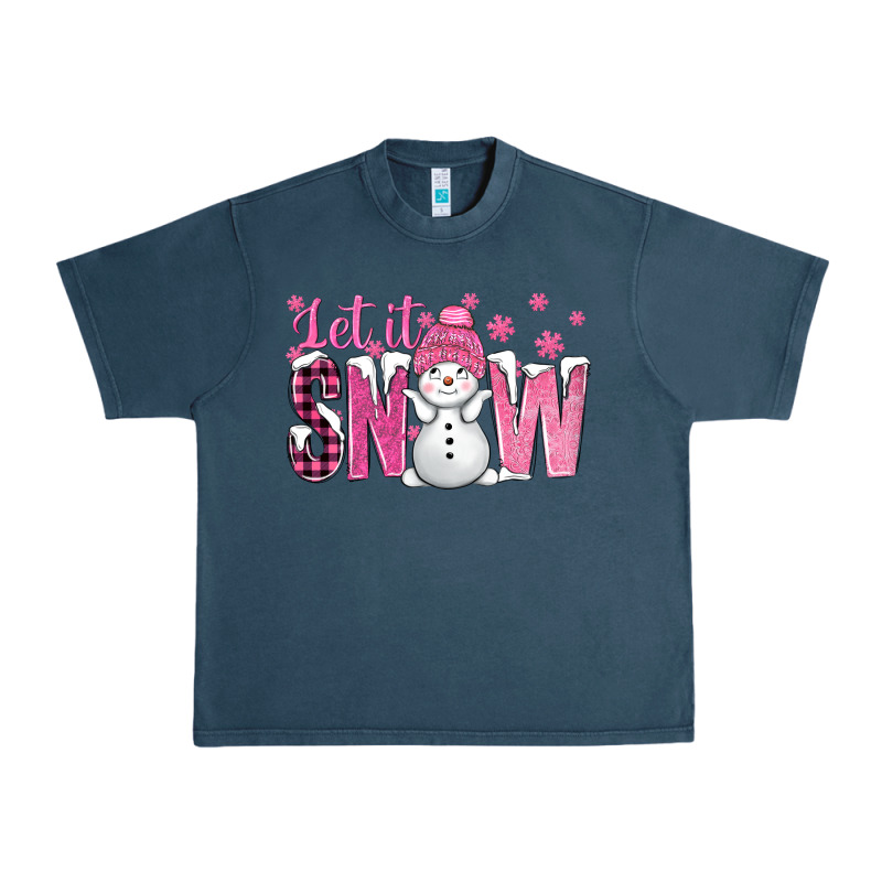 Pink Let It Snow With Cute Snowman Urban Heavy Tee by BundleAndBundleShop | Teevron