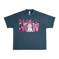 Midnight Navy Pink Let It Snow With Cute Snowman Urban Heavy Tee - BundleAndBundleShop