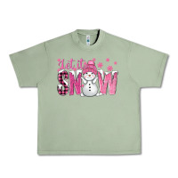 Oil Green Pink Let It Snow With Cute Snowman Urban Heavy Tee - BundleAndBundleShop