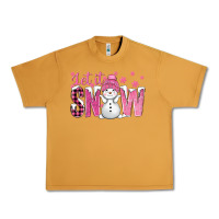 Peanut Butter Pink Let It Snow With Cute Snowman Urban Heavy Tee - BundleAndBundleShop